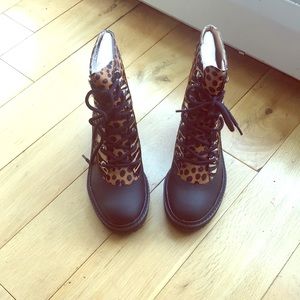 SCHUTZ MULTI/ ANIMAL PRINT LUG SOLE BOOTS